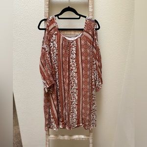 3/4 sleeve cold shoulder dress